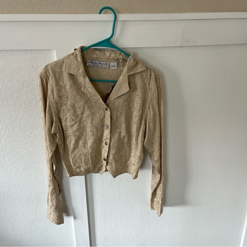 Vintage Adobe Rose Women’s Small Embroidered Cropped Western Top NWT